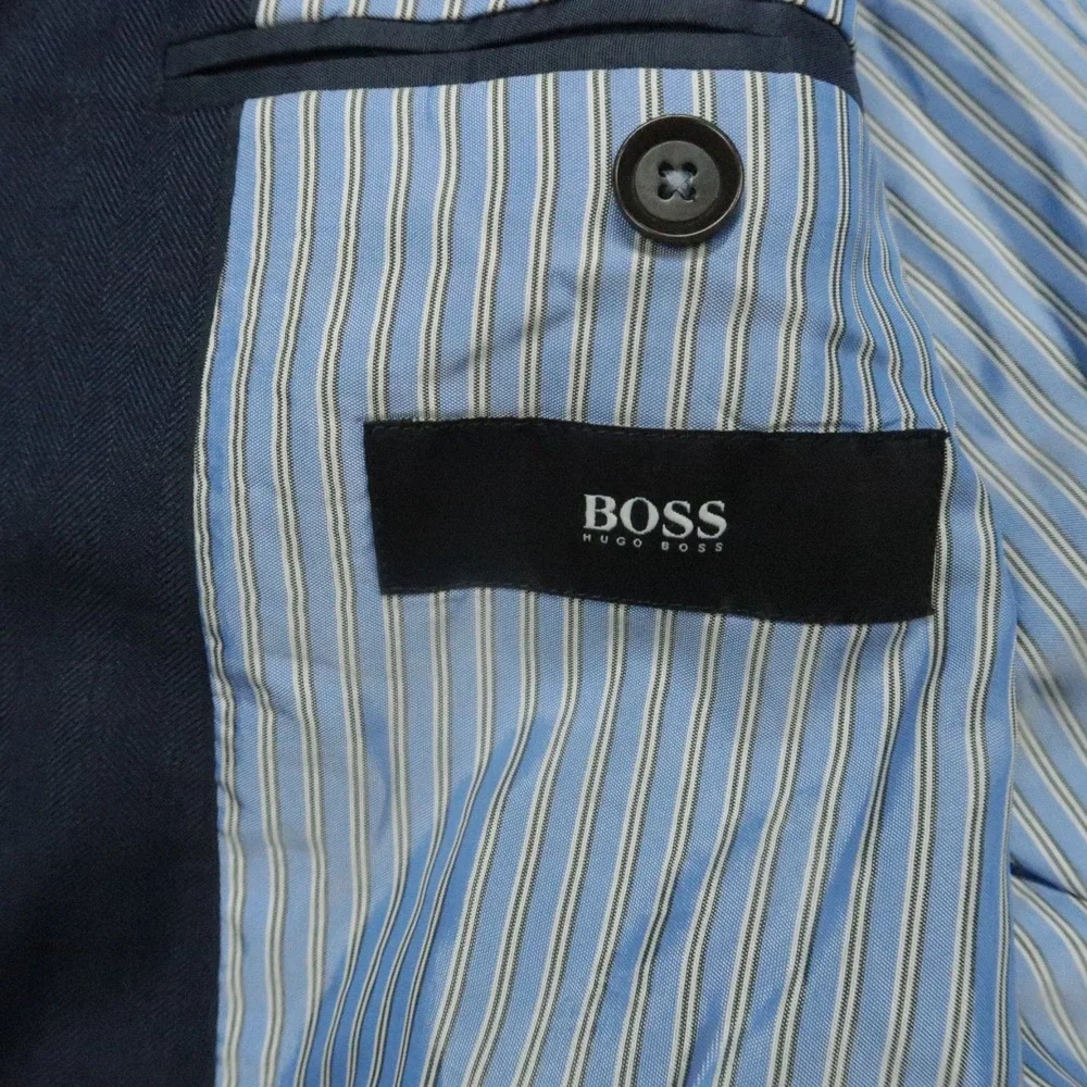 Hugo Boss Blazer Men 44R Blue Wool Lanificio Tesse Biella Suit Jacket‎ Coat